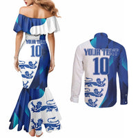 Custom England Football 2024 Go Champion Couples Matching Mermaid Dress and Long Sleeve Button Shirt