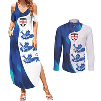 Custom England Football 2024 Go Champion Couples Matching Summer Maxi Dress and Long Sleeve Button Shirt - Wonder Print Shop