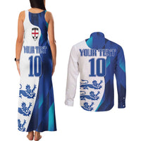 Custom England Football 2024 Go Champion Couples Matching Tank Maxi Dress and Long Sleeve Button Shirt - Wonder Print Shop