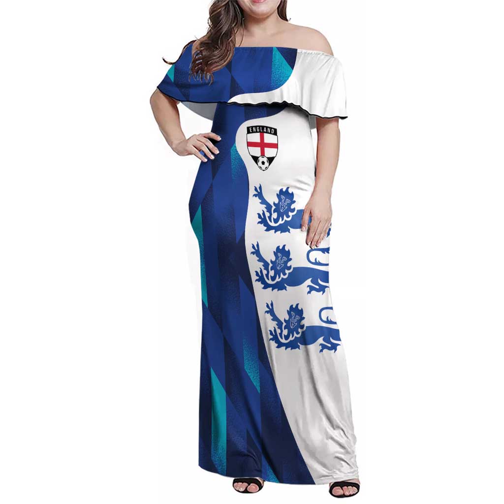 Custom England Football 2024 Go Champion Family Matching Off Shoulder Maxi Dress and Hawaiian Shirt - Wonder Print Shop