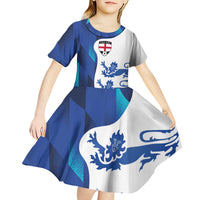 Custom England Football 2024 Go Champion Kid Short Sleeve Dress - Wonder Print Shop