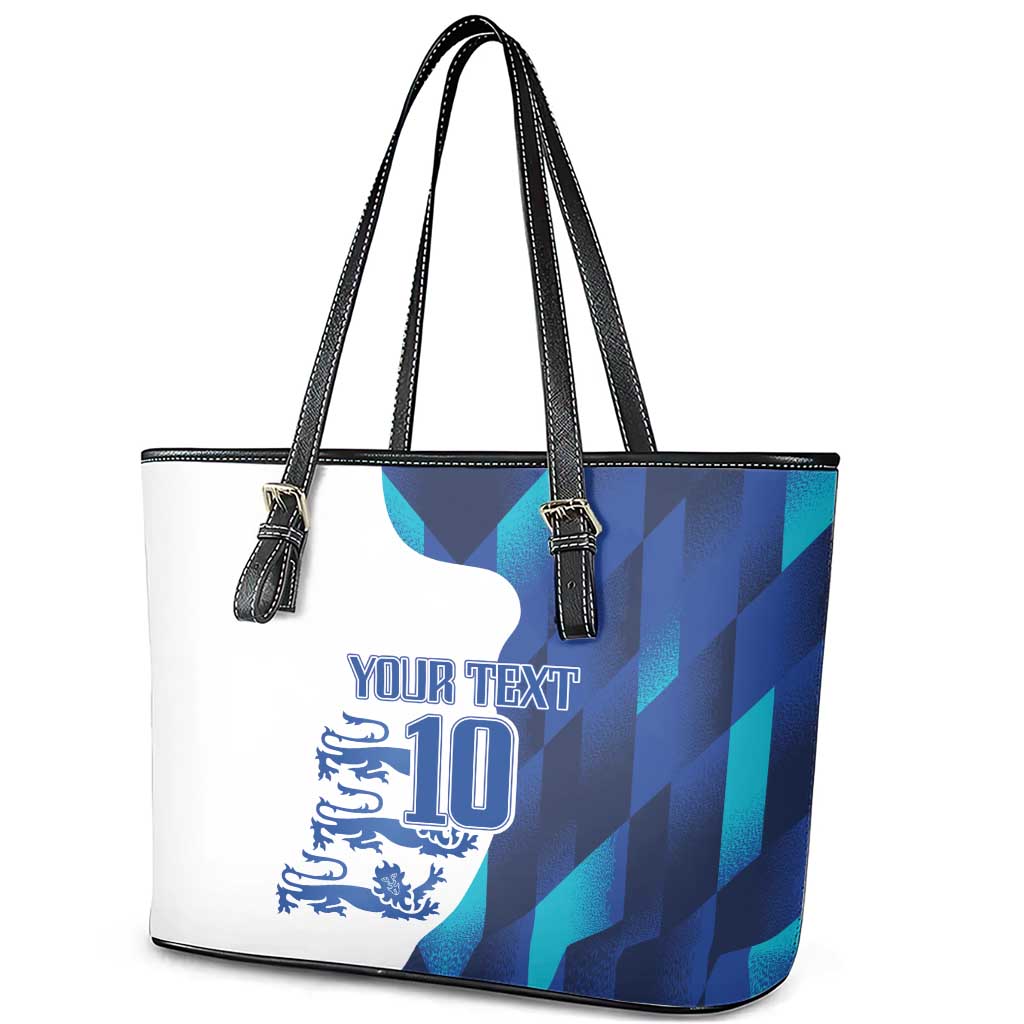 Custom England Football 2024 Go Champion Leather Tote Bag - Wonder Print Shop