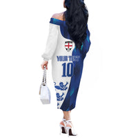 Custom England Football 2024 Go Champion Off The Shoulder Long Sleeve Dress - Wonder Print Shop