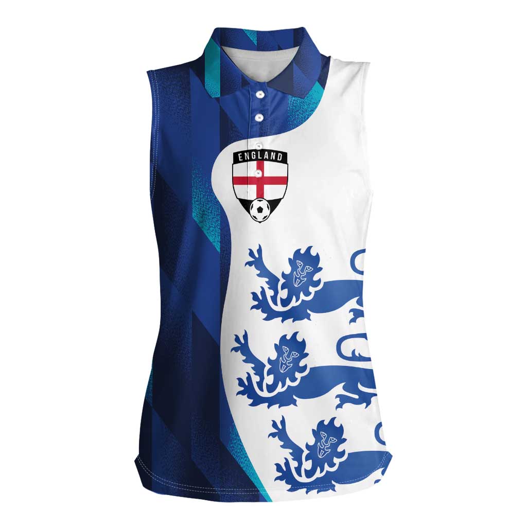 Custom England Football 2024 Go Champion Women Sleeveless Polo Shirt - Wonder Print Shop