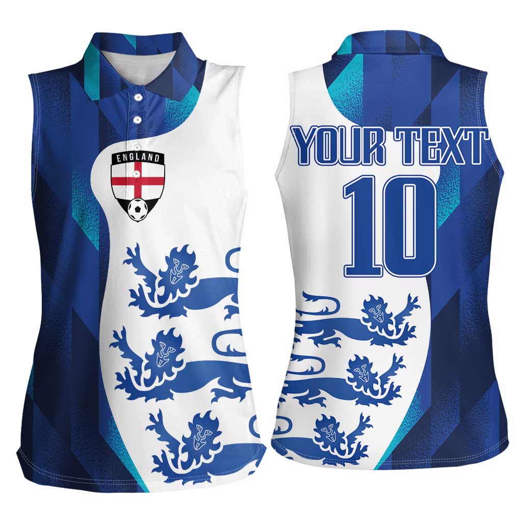 Custom England Football 2024 Go Champion Women Sleeveless Polo Shirt - Wonder Print Shop