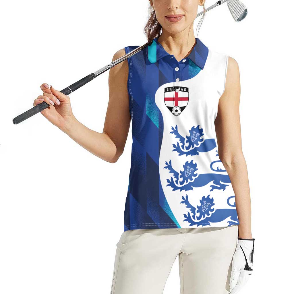 Custom England Football 2024 Go Champion Women Sleeveless Polo Shirt - Wonder Print Shop