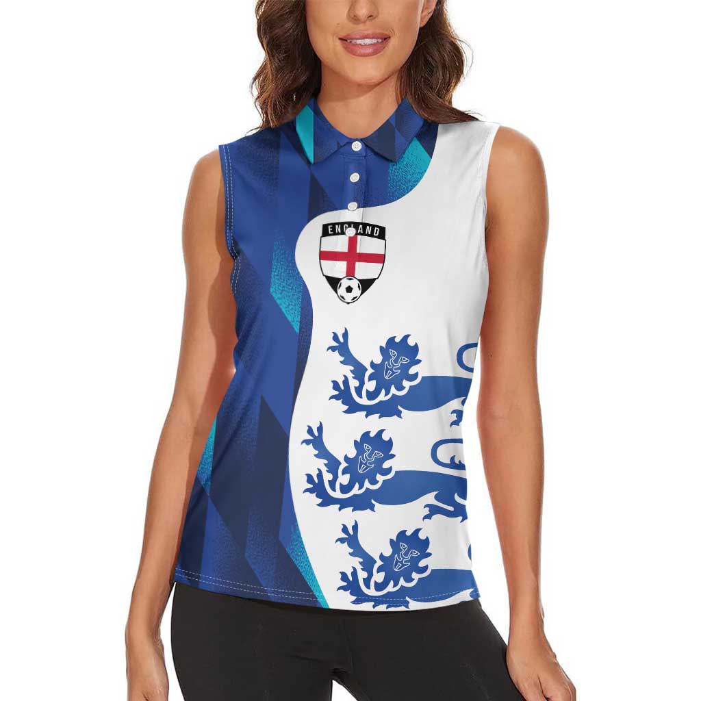 Custom England Football 2024 Go Champion Women Sleeveless Polo Shirt - Wonder Print Shop