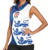 Custom England Football 2024 Go Champion Women Sleeveless Polo Shirt - Wonder Print Shop