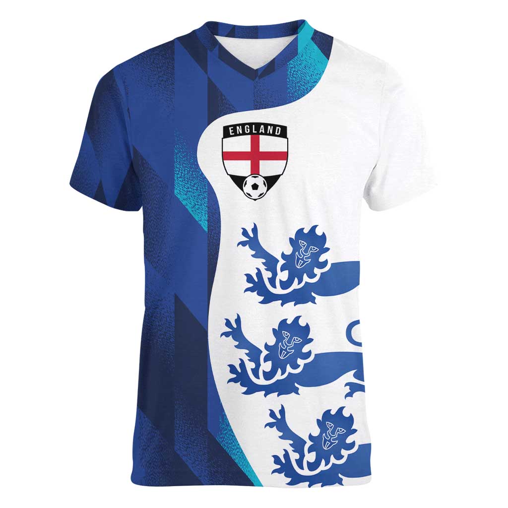 Custom England Football 2024 Go Champion Women V-Neck T-Shirt - Wonder Print Shop