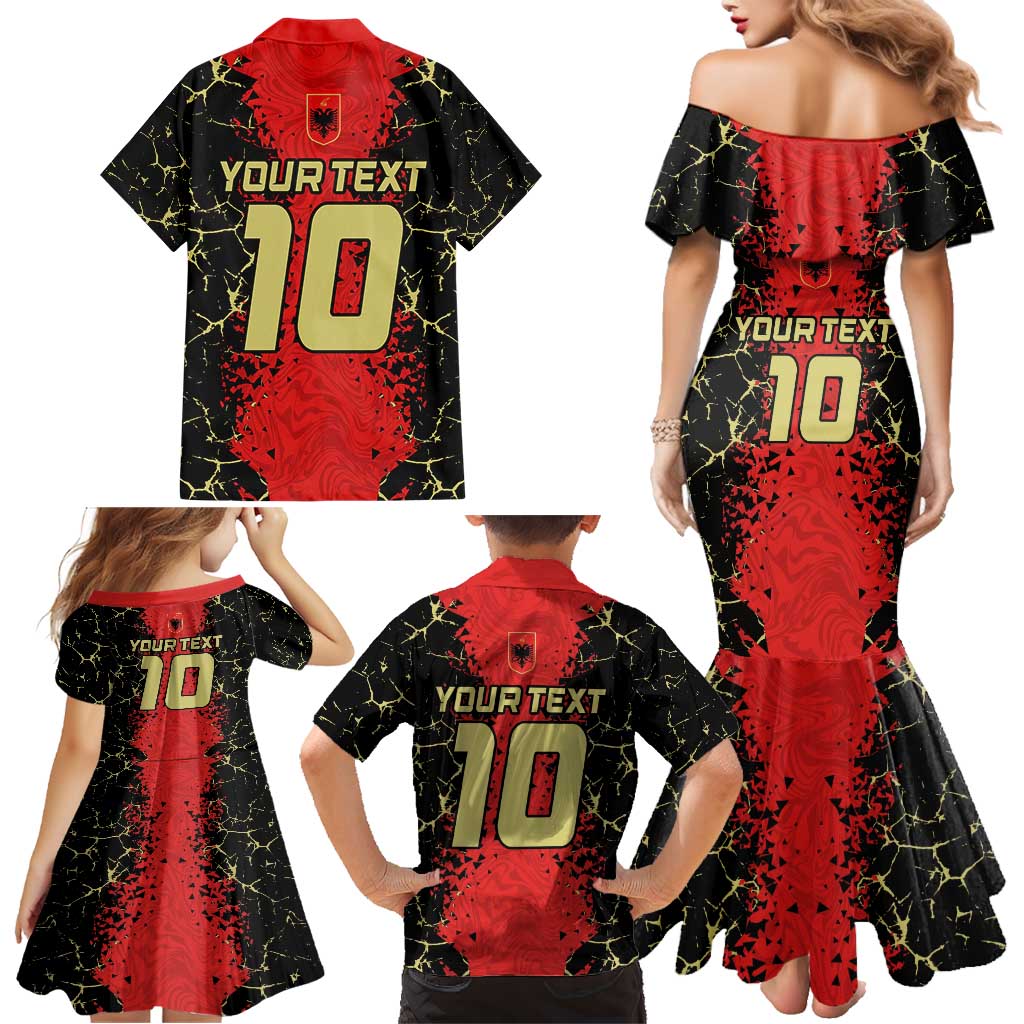 Custom Albania Football 2024 Go Champion Family Matching Mermaid Dress and Hawaiian Shirt - Wonder Print Shop
