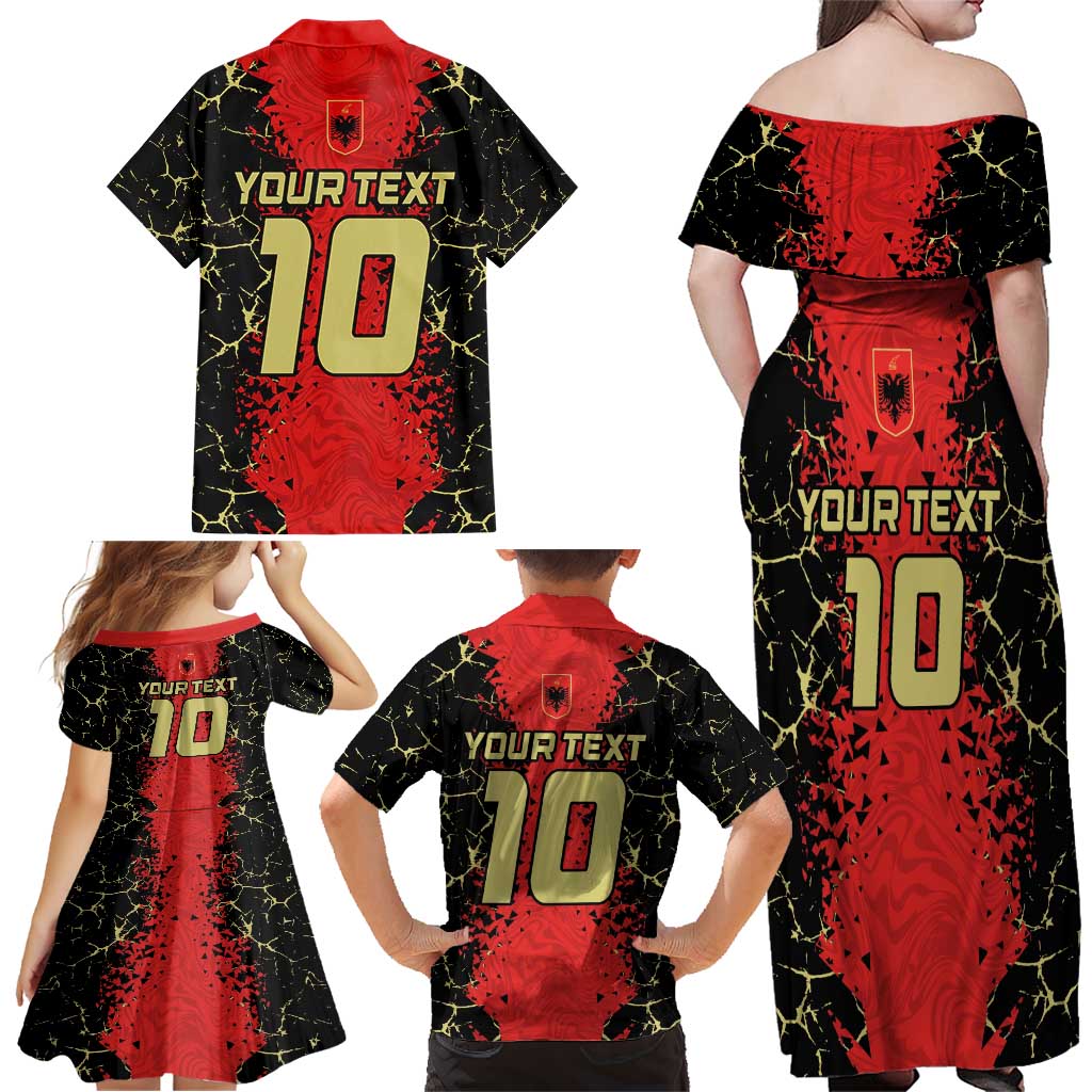 Custom Albania Football 2024 Go Champion Family Matching Off Shoulder Maxi Dress and Hawaiian Shirt - Wonder Print Shop