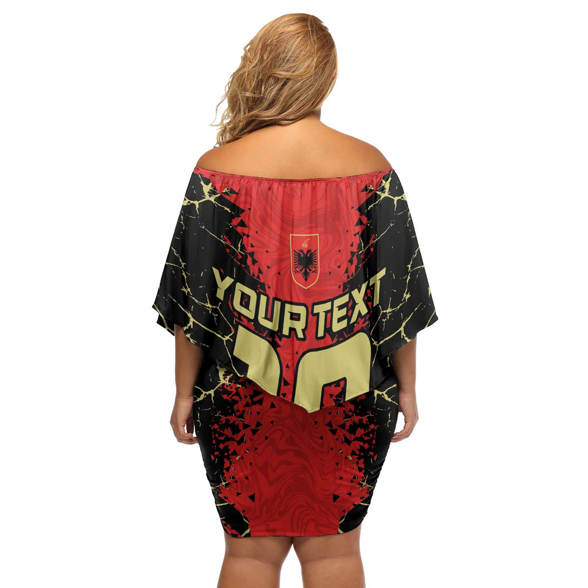 Custom Albania Football 2024 Go Champion Off Shoulder Short Dress - Wonder Print Shop