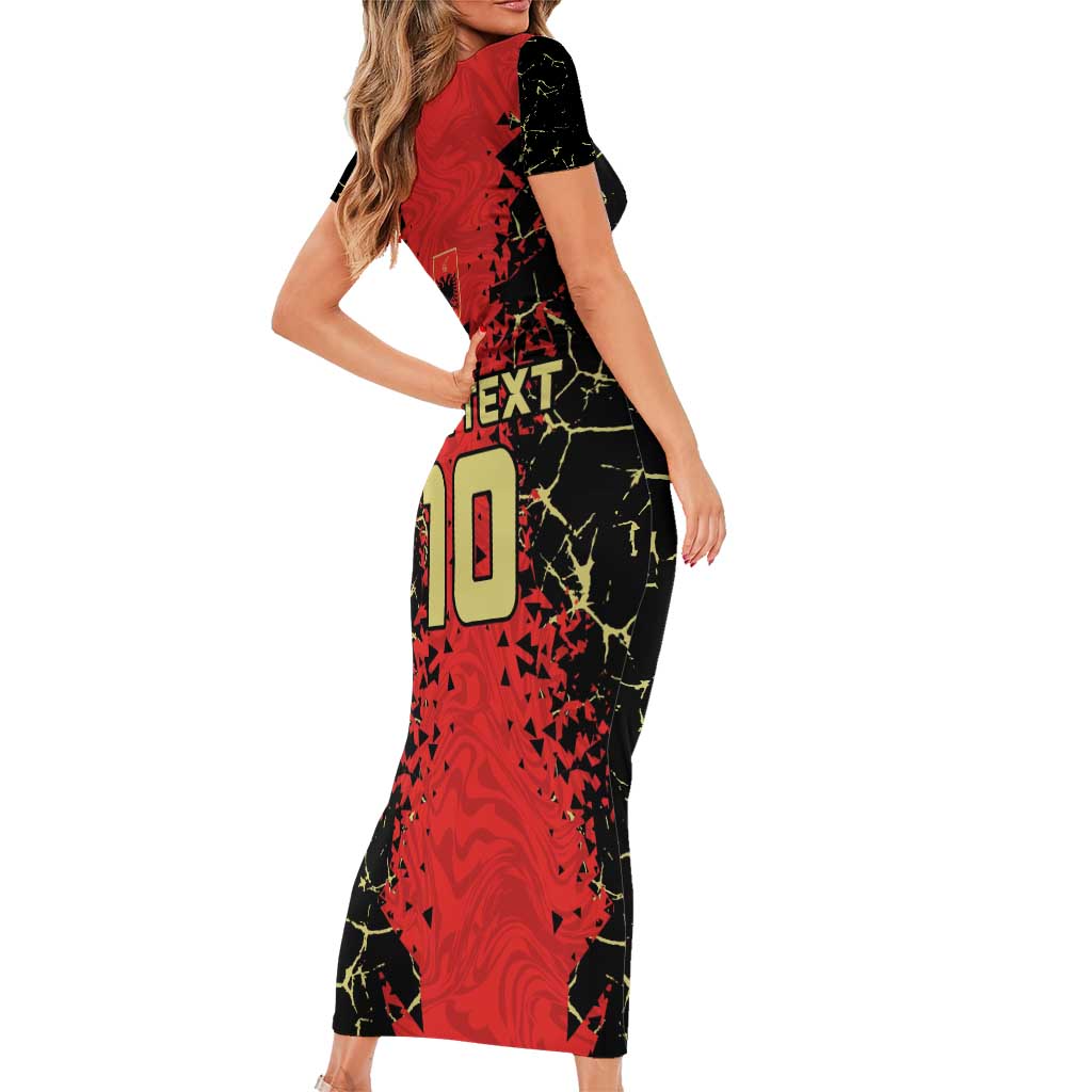 Custom Albania Football 2024 Go Champion Short Sleeve Bodycon Dress - Wonder Print Shop