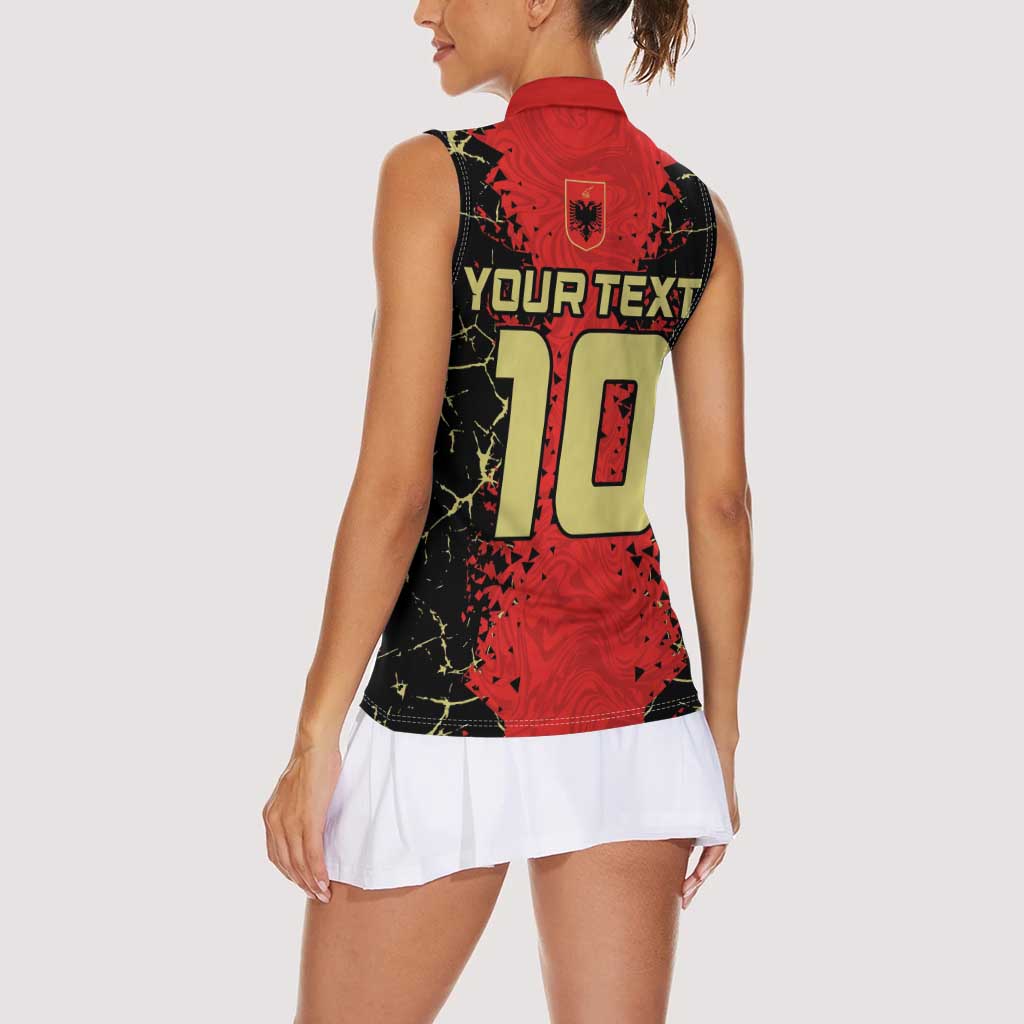 Custom Albania Football 2024 Go Champion Women Sleeveless Polo Shirt - Wonder Print Shop