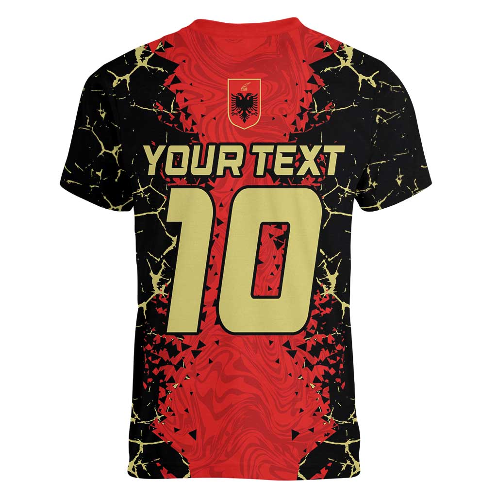 Custom Albania Football 2024 Go Champion Women V-Neck T-Shirt - Wonder Print Shop