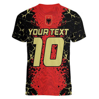 Custom Albania Football 2024 Go Champion Women V-Neck T-Shirt - Wonder Print Shop