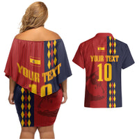 Custom Spain Football 2024 Go Champion Couples Matching Off Shoulder Short Dress and Hawaiian Shirt - Wonder Print Shop