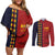 Custom Spain Football 2024 Go Champion Couples Matching Off Shoulder Short Dress and Long Sleeve Button Shirt - Wonder Print Shop
