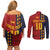 Custom Spain Football 2024 Go Champion Couples Matching Off Shoulder Short Dress and Long Sleeve Button Shirt - Wonder Print Shop