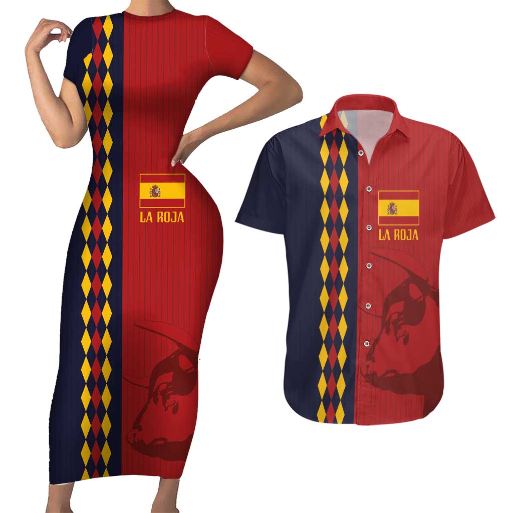 Custom Spain Football 2024 Go Champion Couples Matching Short Sleeve Bodycon Dress and Hawaiian Shirt - Wonder Print Shop