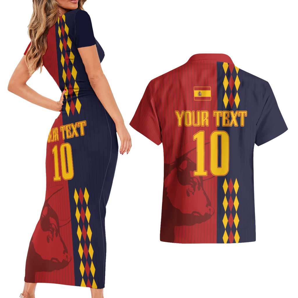 Custom Spain Football 2024 Go Champion Couples Matching Short Sleeve Bodycon Dress and Hawaiian Shirt - Wonder Print Shop