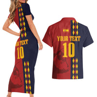 Custom Spain Football 2024 Go Champion Couples Matching Short Sleeve Bodycon Dress and Hawaiian Shirt - Wonder Print Shop