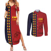 Custom Spain Football 2024 Go Champion Couples Matching Summer Maxi Dress and Long Sleeve Button Shirt - Wonder Print Shop