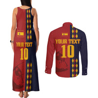 Custom Spain Football 2024 Go Champion Couples Matching Tank Maxi Dress and Long Sleeve Button Shirt - Wonder Print Shop