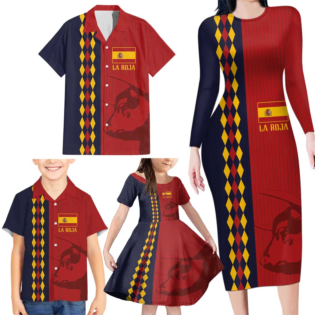 Custom Spain Football 2024 Go Champion Family Matching Long Sleeve Bodycon Dress and Hawaiian Shirt - Wonder Print Shop