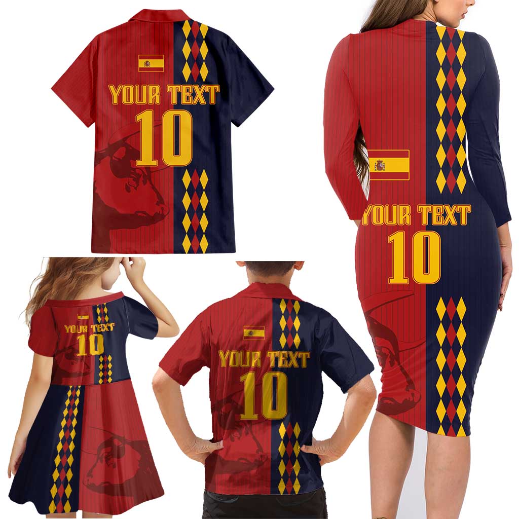 Custom Spain Football 2024 Go Champion Family Matching Long Sleeve Bodycon Dress and Hawaiian Shirt - Wonder Print Shop