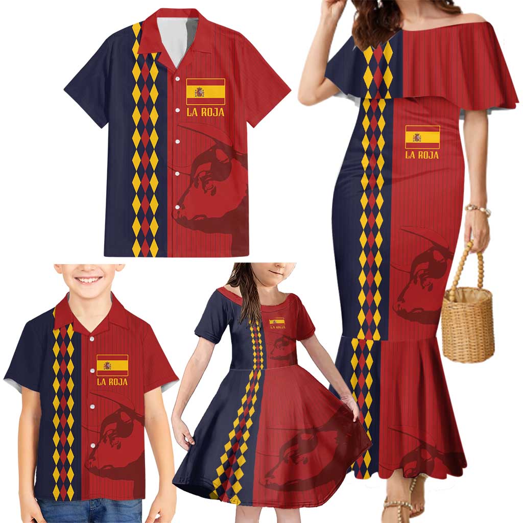 Custom Spain Football 2024 Go Champion Family Matching Mermaid Dress and Hawaiian Shirt - Wonder Print Shop