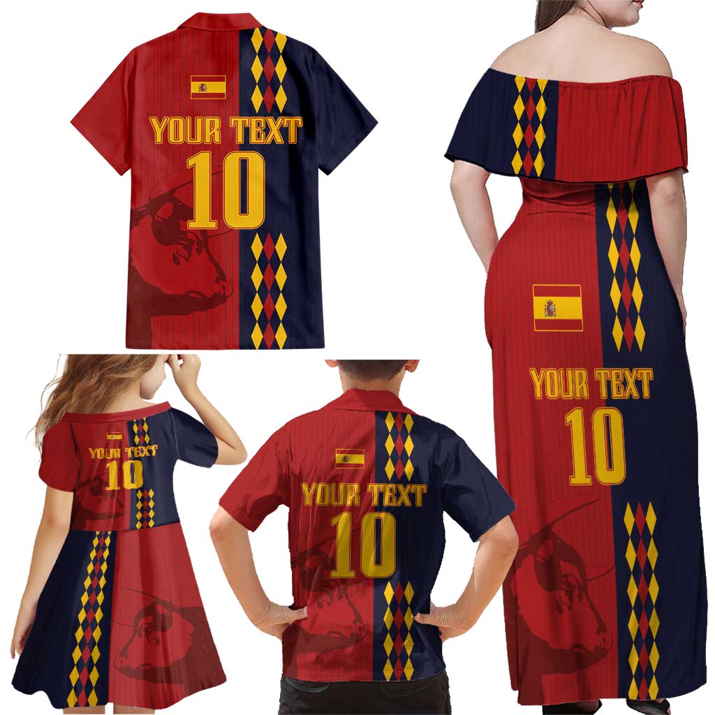 Custom Spain Football 2024 Go Champion Family Matching Off Shoulder Maxi Dress and Hawaiian Shirt - Wonder Print Shop