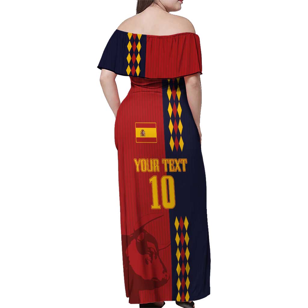 Custom Spain Football 2024 Go Champion Family Matching Off Shoulder Maxi Dress and Hawaiian Shirt - Wonder Print Shop