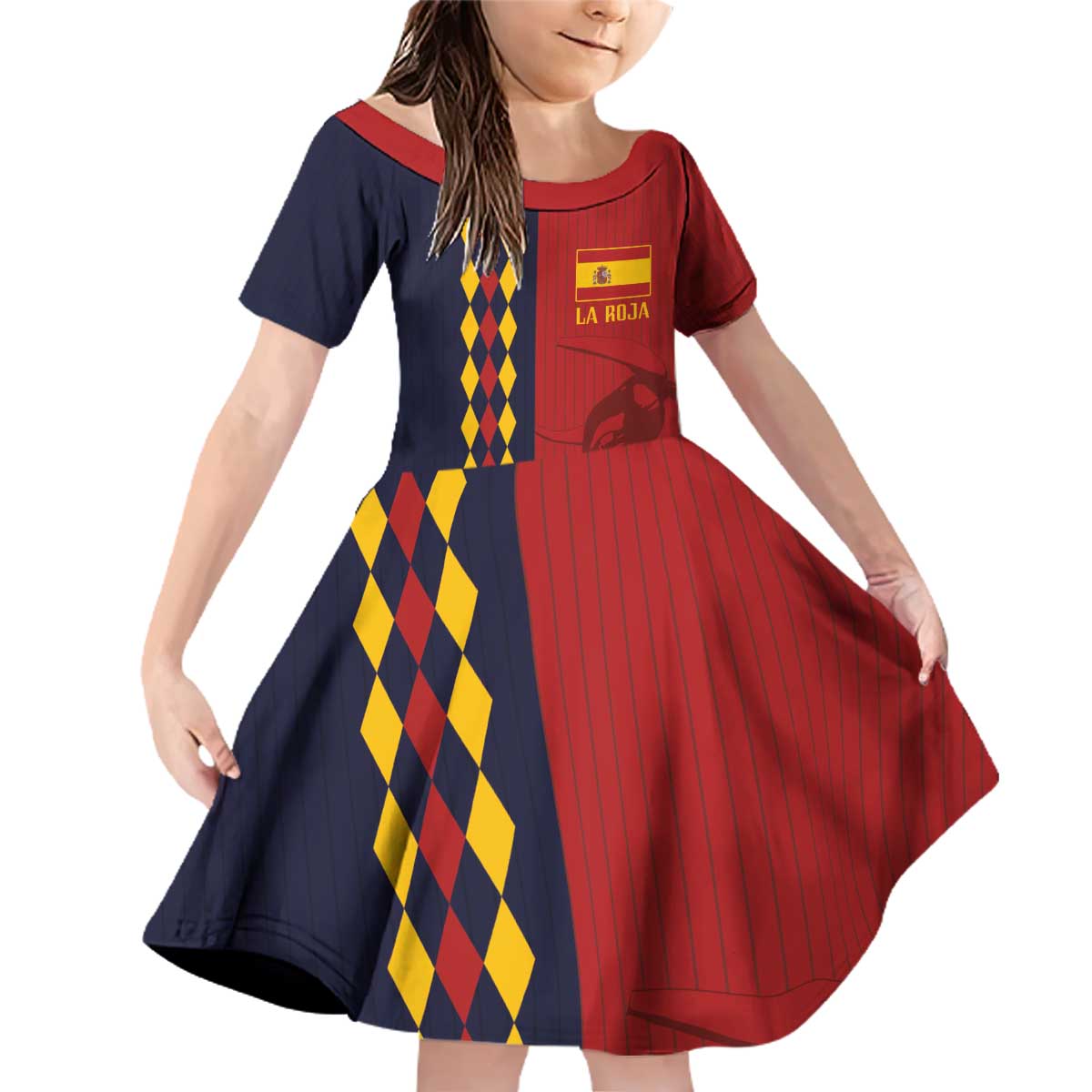 Custom Spain Football 2024 Go Champion Family Matching Off Shoulder Short Dress and Hawaiian Shirt - Wonder Print Shop