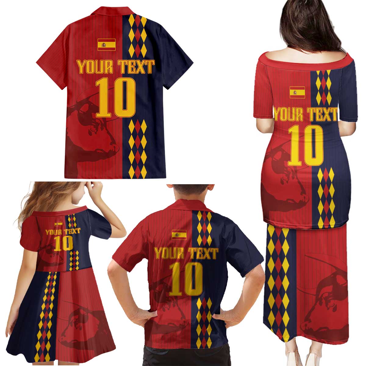 Custom Spain Football 2024 Go Champion Family Matching Puletasi and Hawaiian Shirt - Wonder Print Shop
