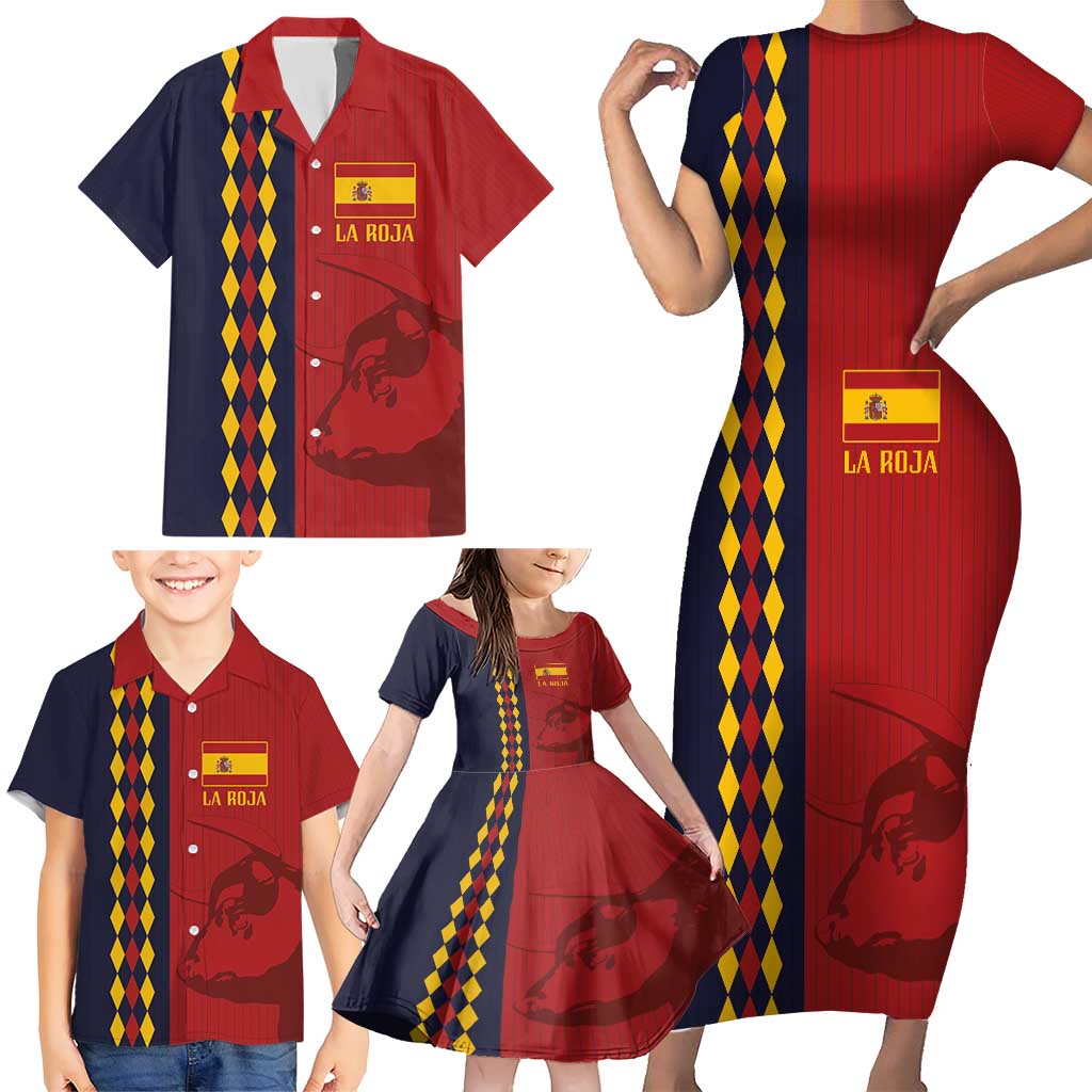 Custom Spain Football 2024 Go Champion Family Matching Short Sleeve Bodycon Dress and Hawaiian Shirt - Wonder Print Shop