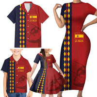 Custom Spain Football 2024 Go Champion Family Matching Short Sleeve Bodycon Dress and Hawaiian Shirt - Wonder Print Shop