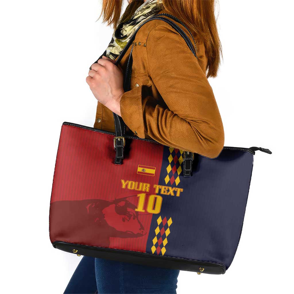 Custom Spain Football 2024 Go Champion Leather Tote Bag - Wonder Print Shop