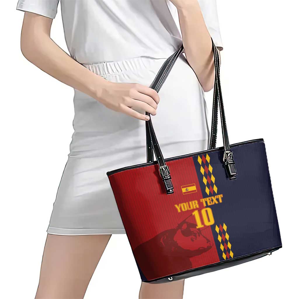 Custom Spain Football 2024 Go Champion Leather Tote Bag - Wonder Print Shop