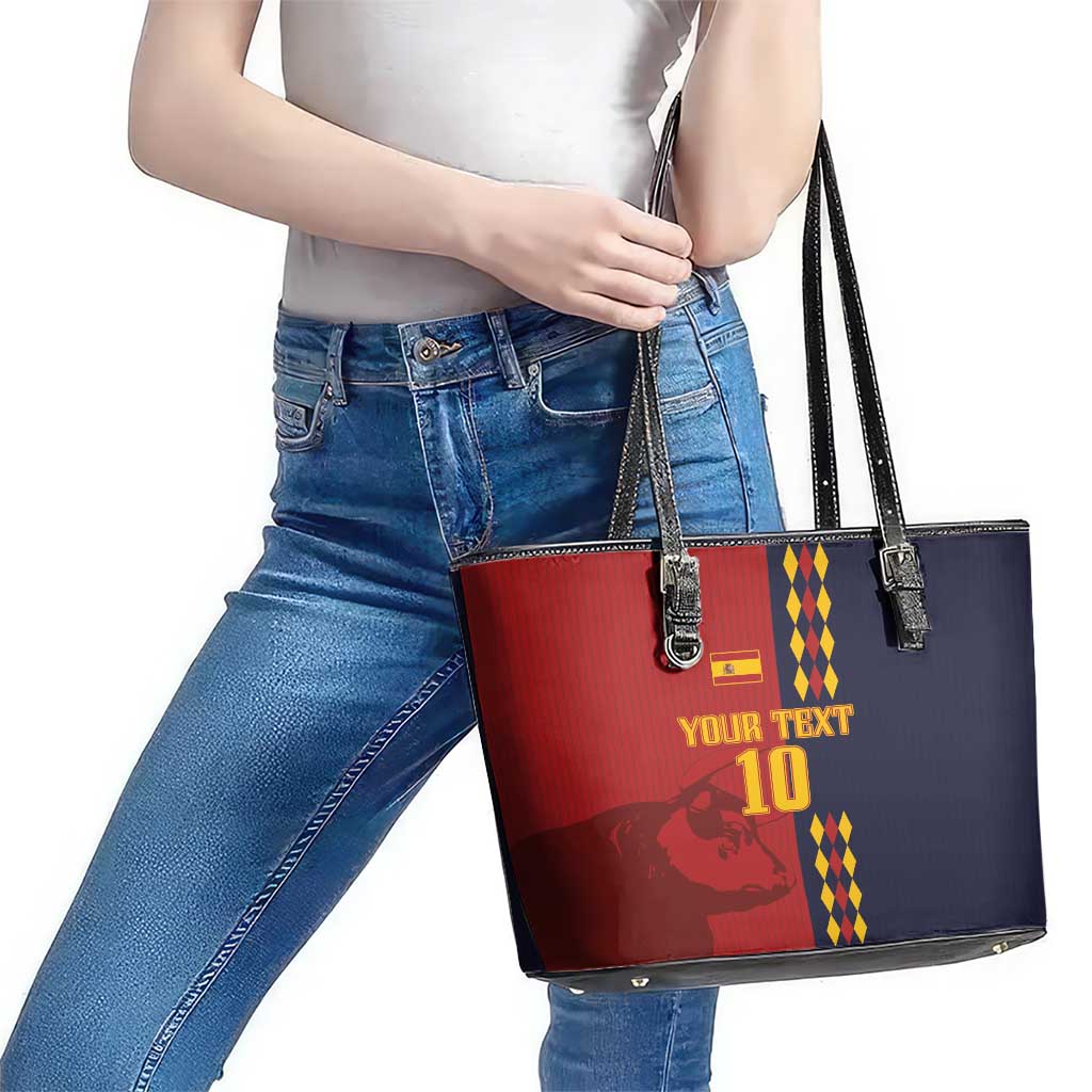 Custom Spain Football 2024 Go Champion Leather Tote Bag - Wonder Print Shop