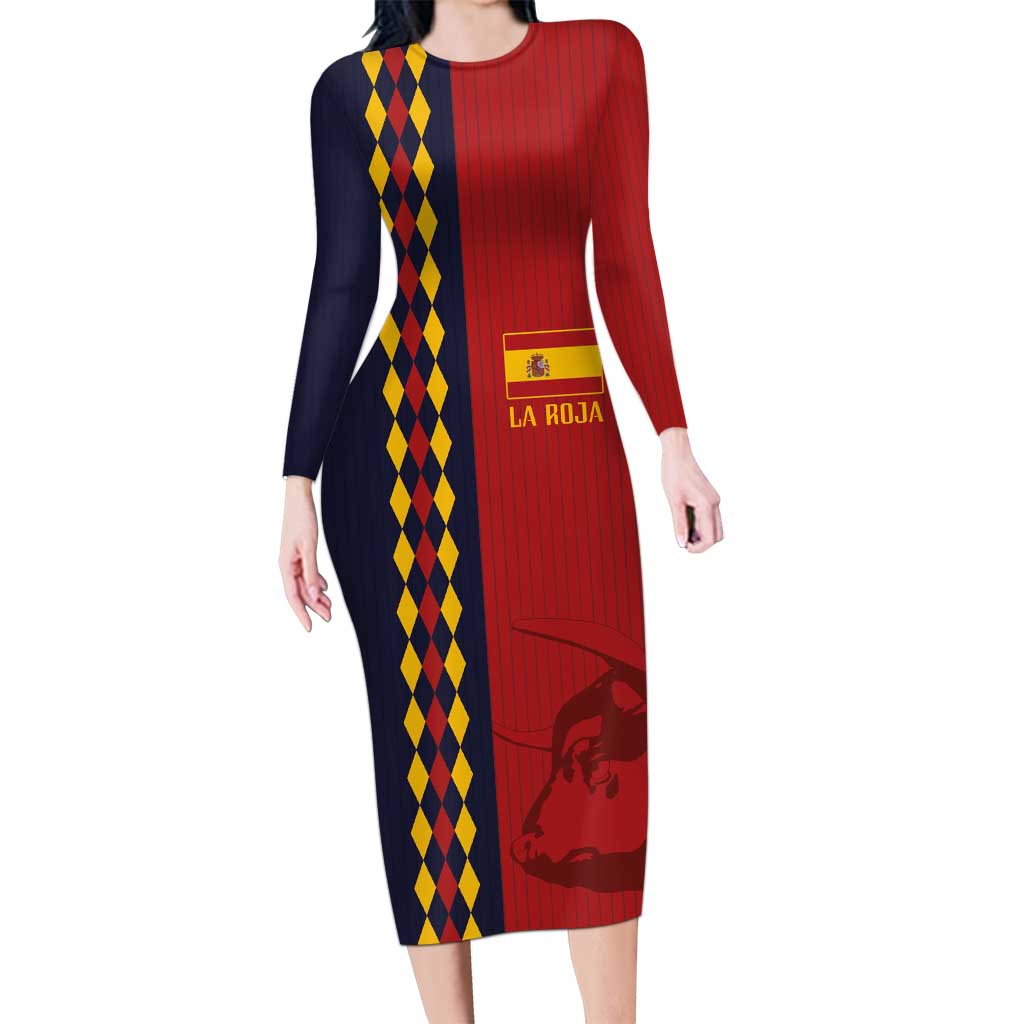 Custom Spain Football 2024 Go Champion Long Sleeve Bodycon Dress - Wonder Print Shop