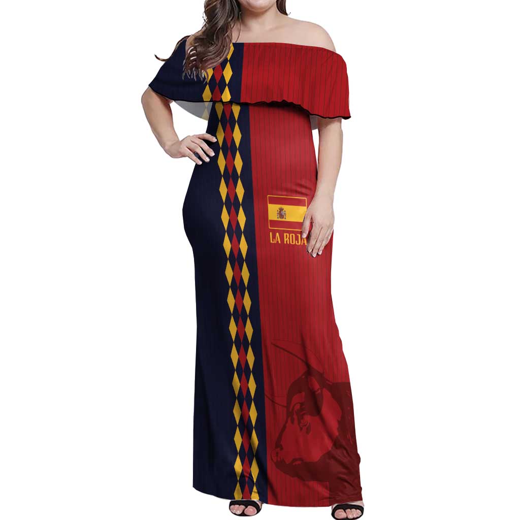 Custom Spain Football 2024 Go Champion Off Shoulder Maxi Dress - Wonder Print Shop