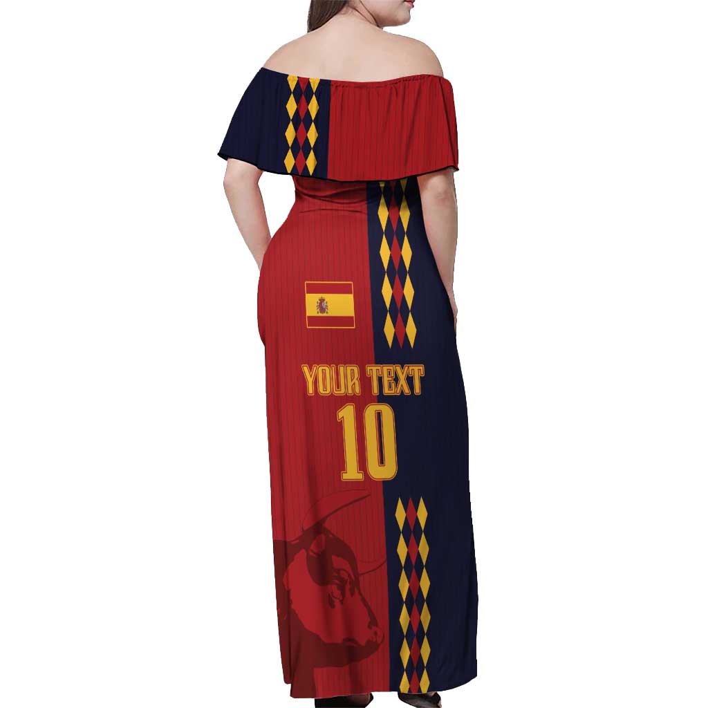 Custom Spain Football 2024 Go Champion Off Shoulder Maxi Dress - Wonder Print Shop