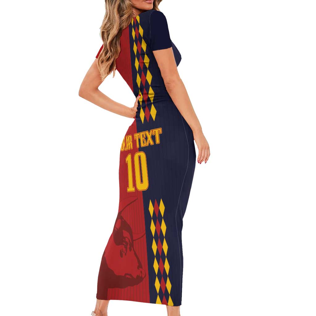 Custom Spain Football 2024 Go Champion Short Sleeve Bodycon Dress - Wonder Print Shop