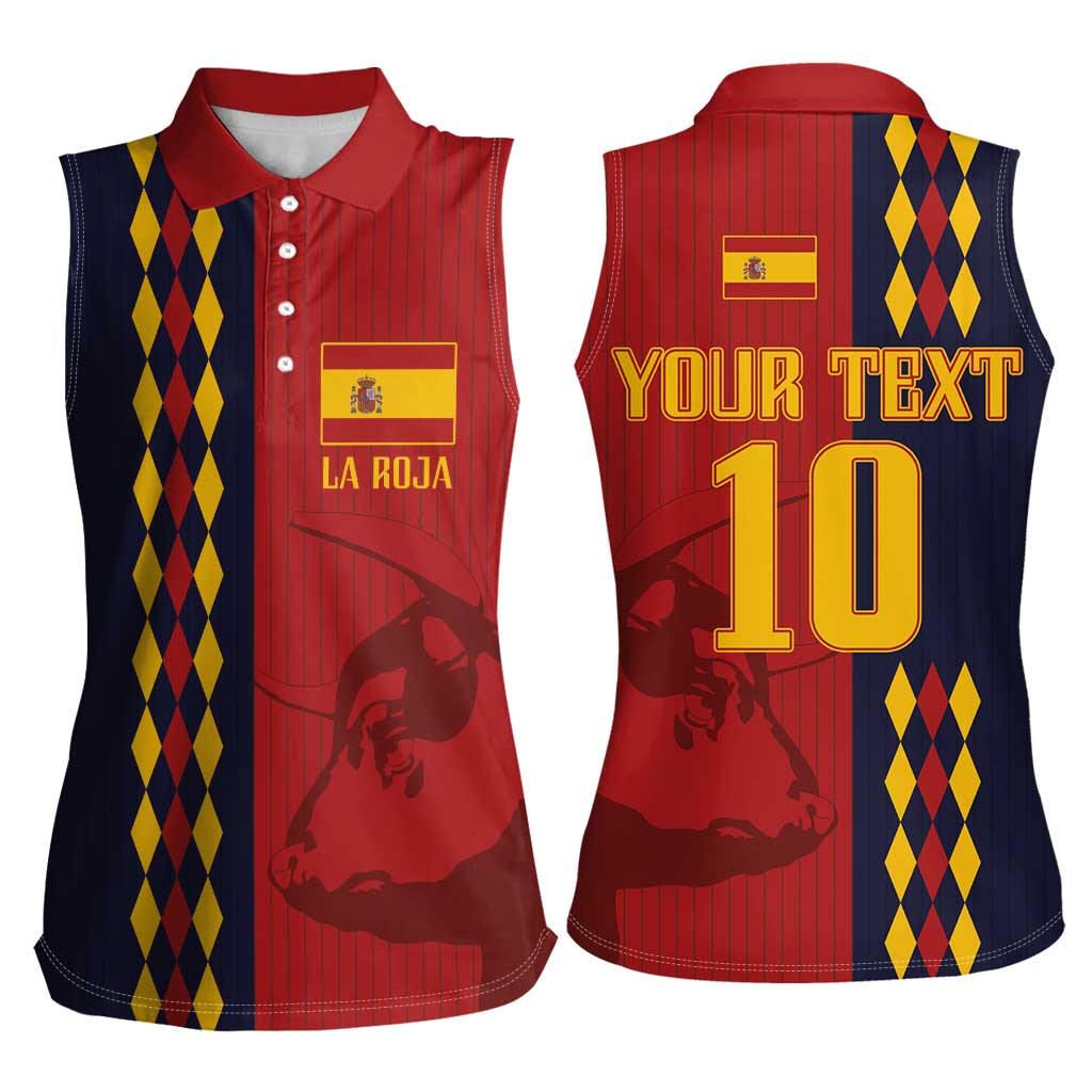 Custom Spain Football 2024 Go Champion Women Sleeveless Polo Shirt - Wonder Print Shop