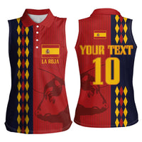 Custom Spain Football 2024 Go Champion Women Sleeveless Polo Shirt - Wonder Print Shop