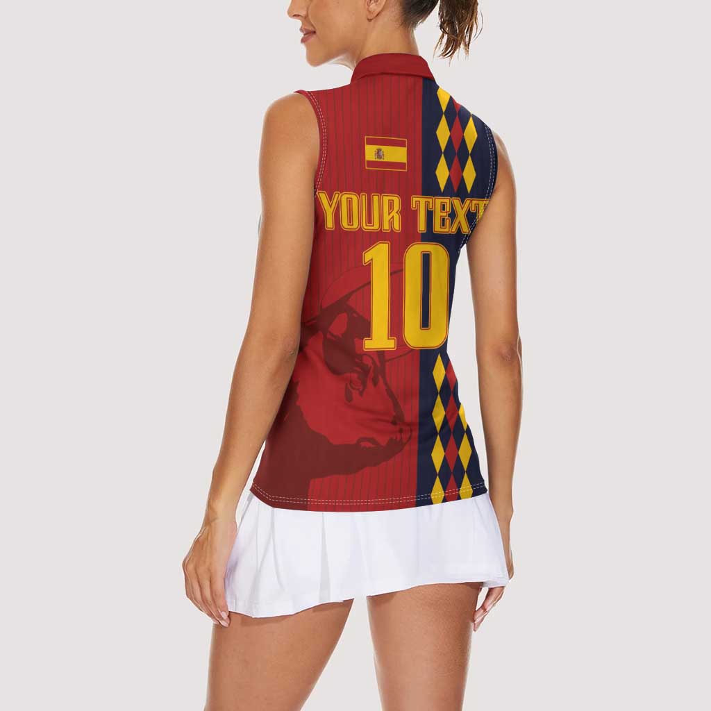 Custom Spain Football 2024 Go Champion Women Sleeveless Polo Shirt - Wonder Print Shop