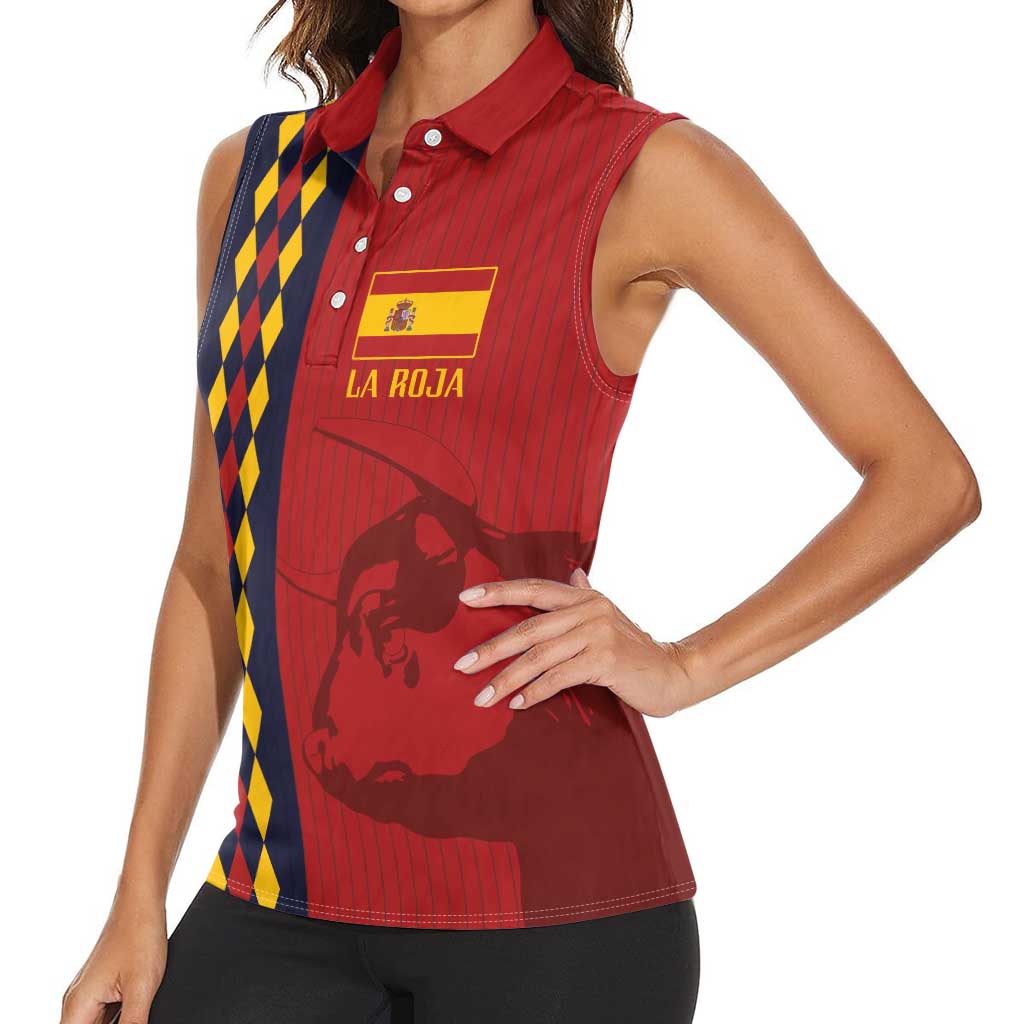 Custom Spain Football 2024 Go Champion Women Sleeveless Polo Shirt - Wonder Print Shop