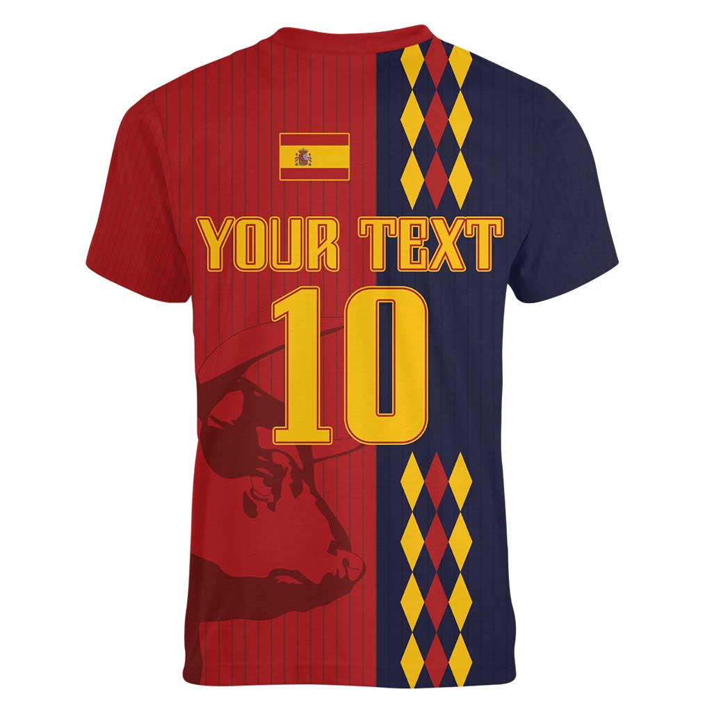 Custom Spain Football 2024 Go Champion Women V-Neck T-Shirt - Wonder Print Shop