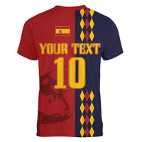 Custom Spain Football 2024 Go Champion Women V-Neck T-Shirt - Wonder Print Shop